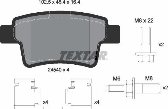 Textar 2454001 - Тормозные колодки, дисковые, комплект unicars.by