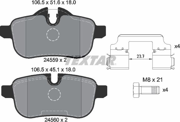 Textar 2455902 - Тормозные колодки, дисковые, комплект unicars.by