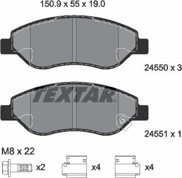 Textar 2455001 - Тормозные колодки, дисковые, комплект unicars.by