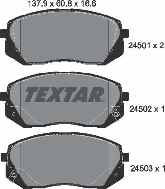 Textar 2450101 - Тормозные колодки, дисковые, комплект unicars.by