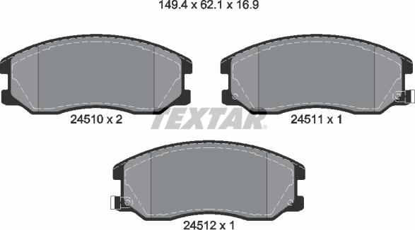 Textar 2451001 - Тормозные колодки, дисковые, комплект unicars.by