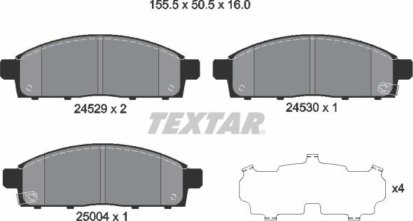 Textar 2452901 - Тормозные колодки, дисковые, комплект unicars.by