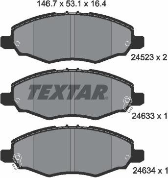 Textar 2452301 - Тормозные колодки, дисковые, комплект unicars.by