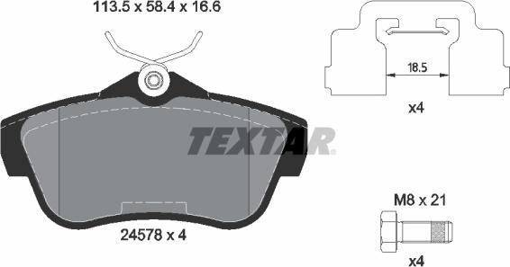 Textar 2457801 - Тормозные колодки, дисковые, комплект unicars.by