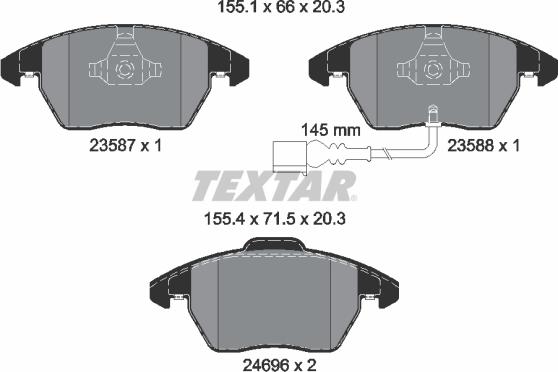 Textar 2469602 - Тормозные колодки, дисковые, комплект unicars.by