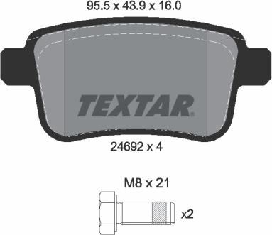 Textar 2469204 - Тормозные колодки, дисковые, комплект unicars.by