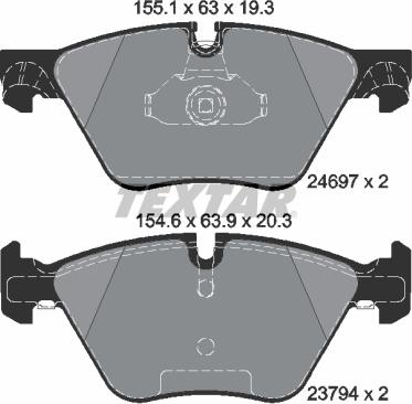 Textar 2469701 - Тормозные колодки, дисковые, комплект unicars.by