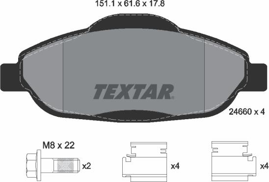 Textar 2466001 - Тормозные колодки, дисковые, комплект unicars.by