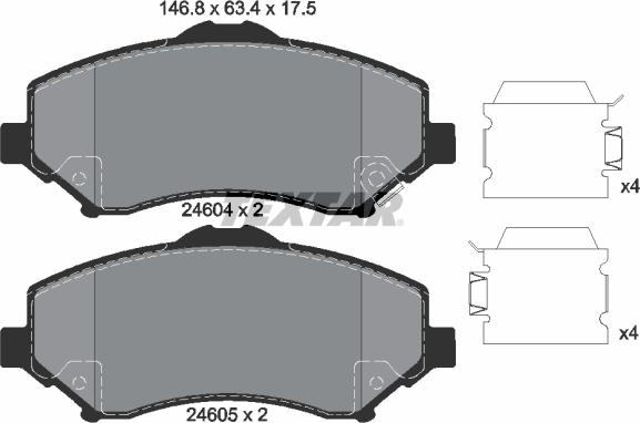 Textar 2460402 - Тормозные колодки, дисковые, комплект unicars.by