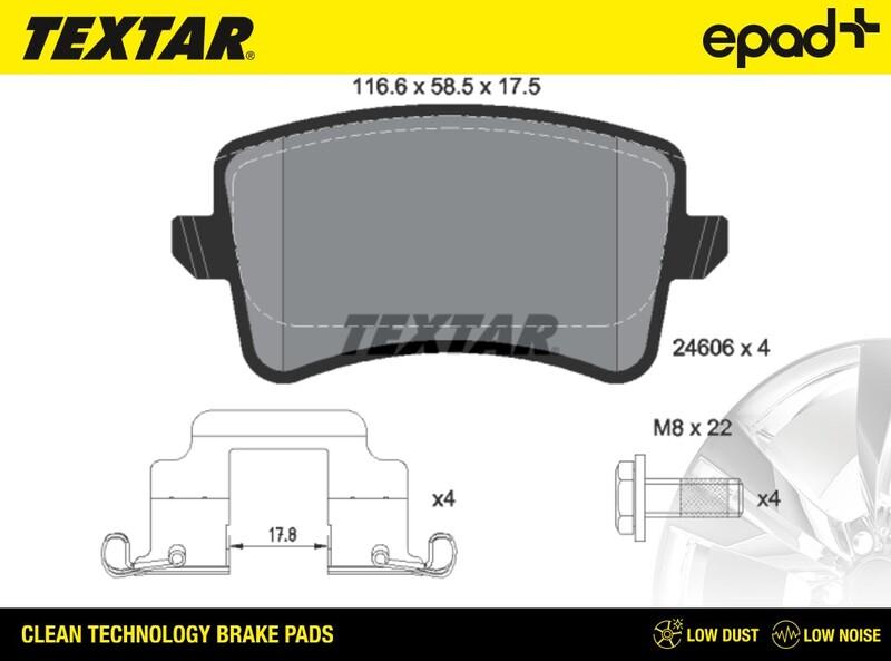 Textar 2460602CP - Тормозные колодки, дисковые, комплект unicars.by