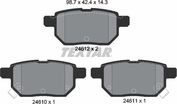 Textar 2461004 - Тормозные колодки, дисковые, комплект unicars.by