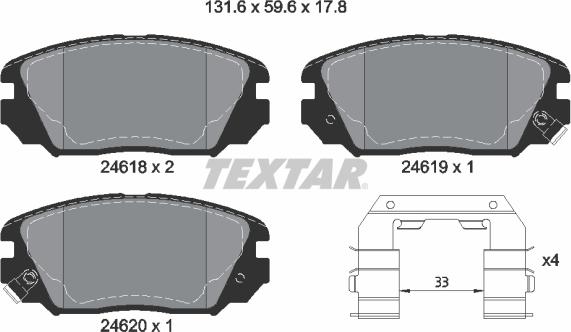 Textar 2461801 - Тормозные колодки, дисковые, комплект unicars.by