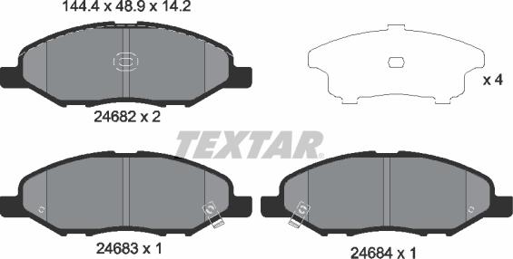 Textar 2468201 - Тормозные колодки, дисковые, комплект unicars.by