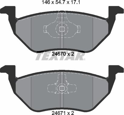 Textar 2467001 - Тормозные колодки, дисковые, комплект unicars.by