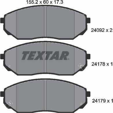 Textar 2409201 - Тормозные колодки, дисковые, комплект unicars.by