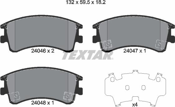 Textar 2404601 - Тормозные колодки, дисковые, комплект unicars.by