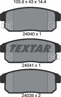 Textar 2404001 - Тормозные колодки, дисковые, комплект unicars.by