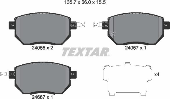 Textar 2405601 - Тормозные колодки, дисковые, комплект unicars.by