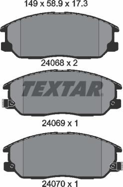 Textar 2406801 - Тормозные колодки, дисковые, комплект unicars.by