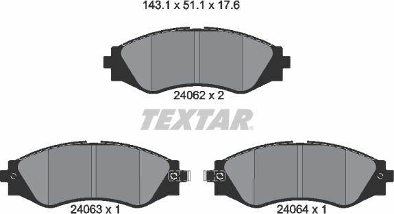 Textar 2406201 - Тормозные колодки, дисковые, комплект unicars.by