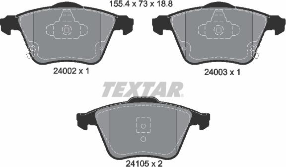 Textar 2400201 - Тормозные колодки, дисковые, комплект unicars.by