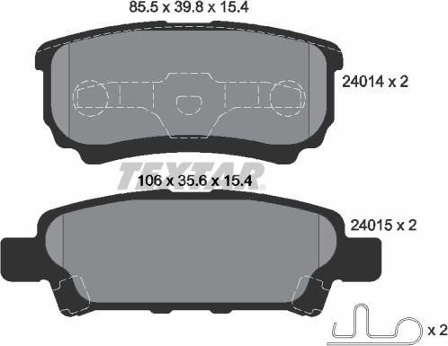 Textar 2401401 - Тормозные колодки, дисковые, комплект unicars.by