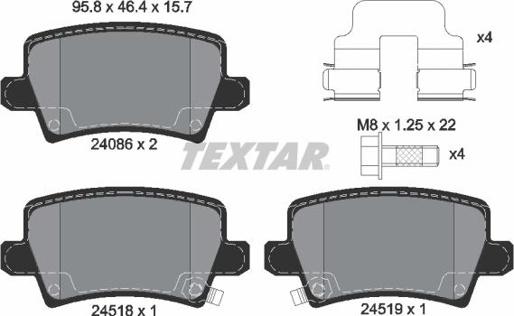 Textar 2408601 - Тормозные колодки, дисковые, комплект unicars.by