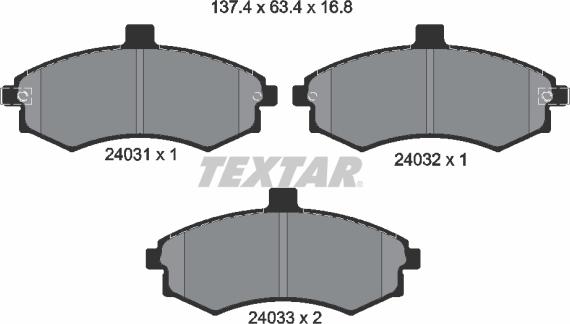 Textar 2403101 - Тормозные колодки, дисковые, комплект unicars.by