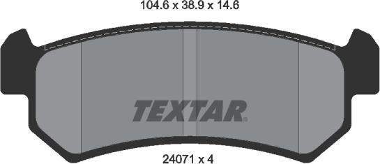 Textar 2407101 - Тормозные колодки, дисковые, комплект unicars.by