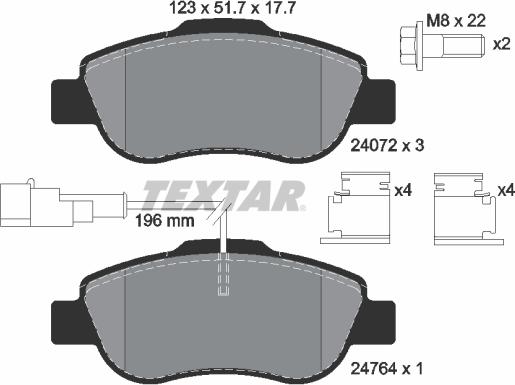 Textar 2407202 - Тормозные колодки, дисковые, комплект unicars.by