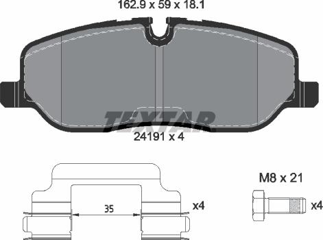 Textar 2419101 - Тормозные колодки, дисковые, комплект unicars.by