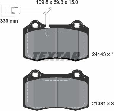 Textar 2414301 - Тормозные колодки, дисковые, комплект unicars.by