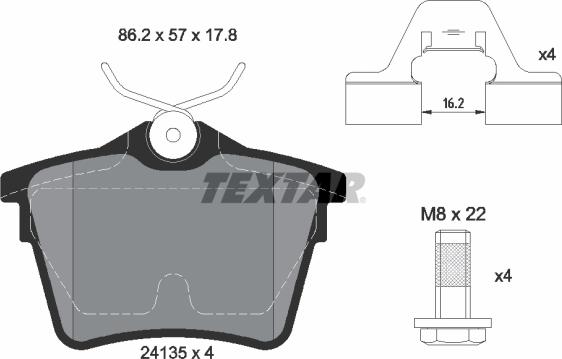 Textar 2413501 - Тормозные колодки, дисковые, комплект unicars.by