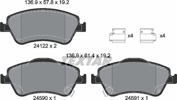 Textar 2412201 - Тормозные колодки, дисковые, комплект unicars.by