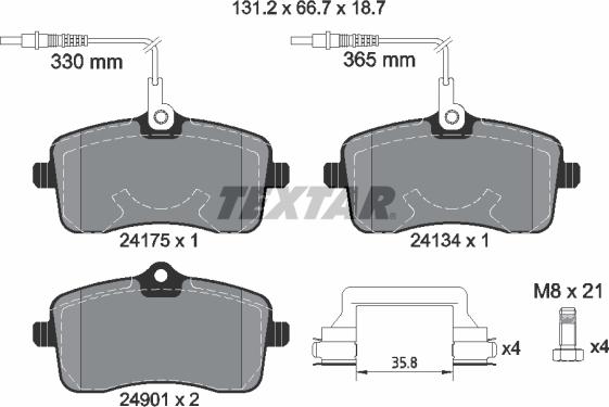 Textar 2417501 - Тормозные колодки, дисковые, комплект unicars.by