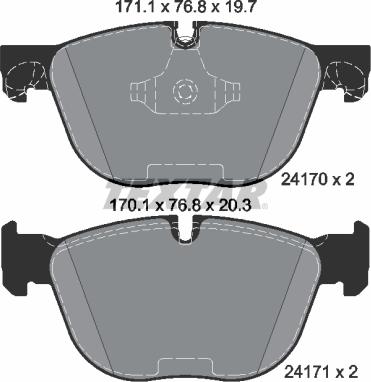 Textar 2417001 - Тормозные колодки, дисковые, комплект unicars.by