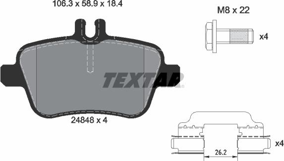 Textar 2484805 - Тормозные колодки, дисковые, комплект unicars.by