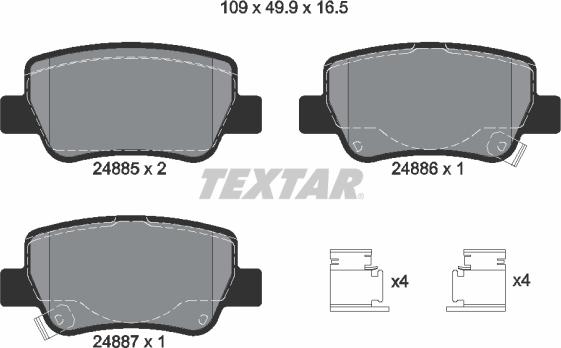 Textar 2488501 - Тормозные колодки, дисковые, комплект unicars.by