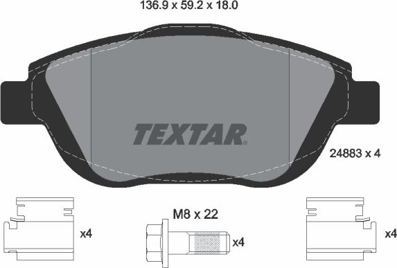 Textar 2488301 - Тормозные колодки, дисковые, комплект unicars.by