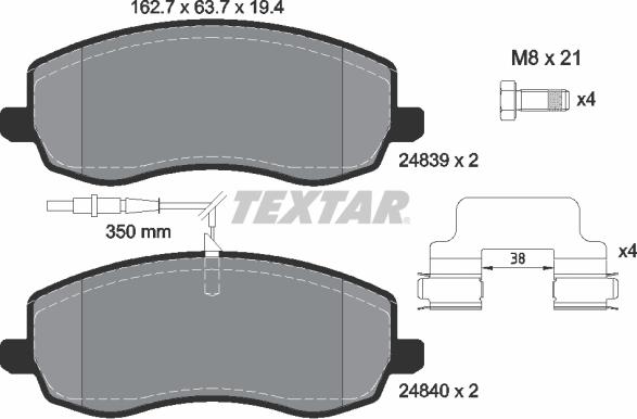 Textar 2483901 - Тормозные колодки, дисковые, комплект unicars.by