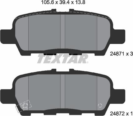 Textar 2487101 - Тормозные колодки, дисковые, комплект unicars.by