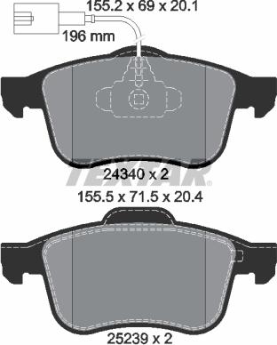 Textar 2434001 - Тормозные колодки, дисковые, комплект unicars.by