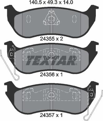 Textar 2435501 - Тормозные колодки, дисковые, комплект unicars.by