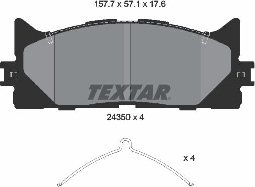 Textar 2435001 - Тормозные колодки, дисковые, комплект unicars.by