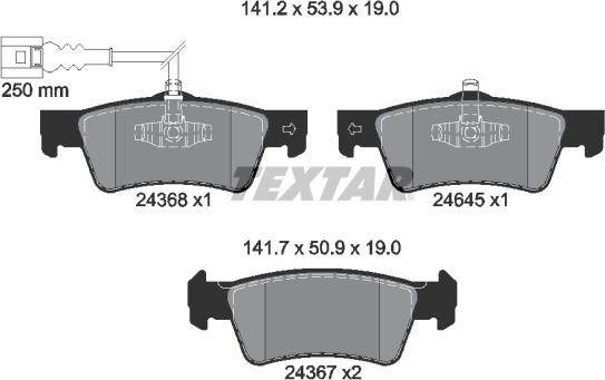 Textar 2436801 - Тормозные колодки, дисковые, комплект unicars.by