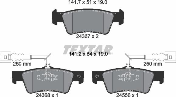 Textar 2436701 - Тормозные колодки, дисковые, комплект unicars.by