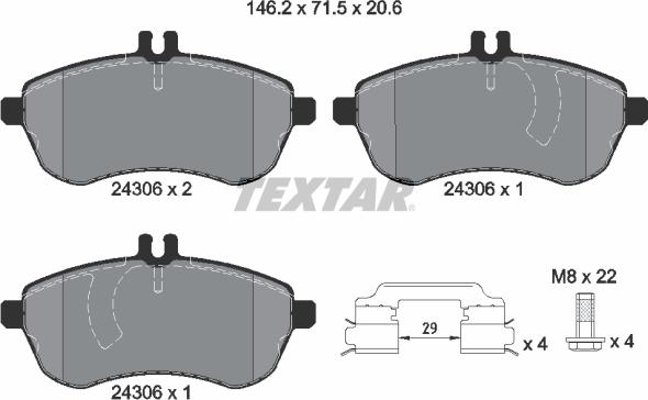 Textar 2430682 - Тормозные колодки, дисковые, комплект unicars.by