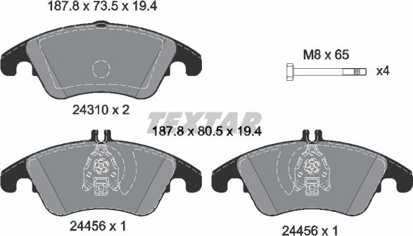 Textar 2431001 - Тормозные колодки, дисковые, комплект unicars.by