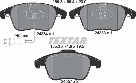 Textar 2433401 - Тормозные колодки, дисковые, комплект unicars.by