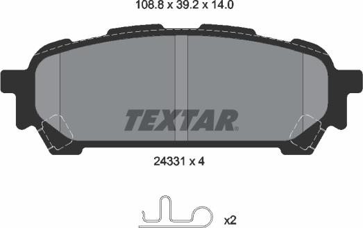 Textar 2433101 - Тормозные колодки, дисковые, комплект unicars.by